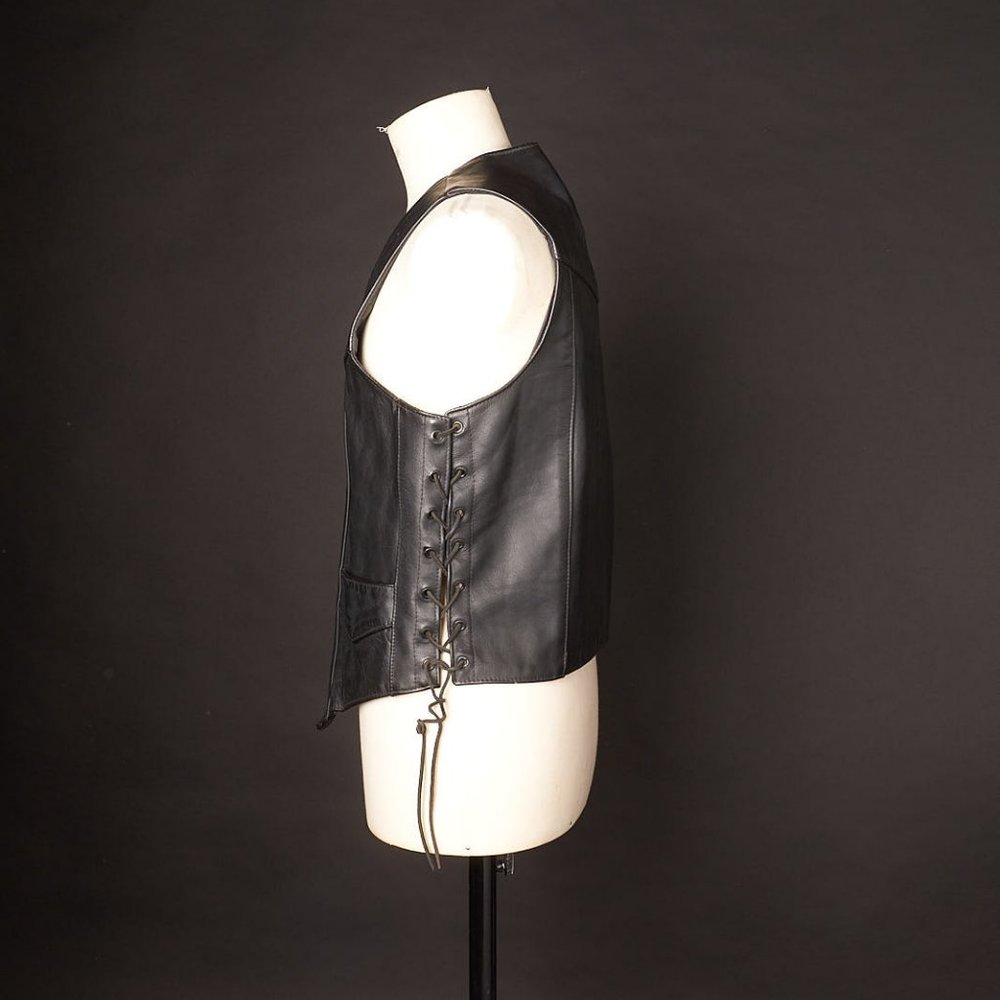 Vintage 1980s Black Leather Vest